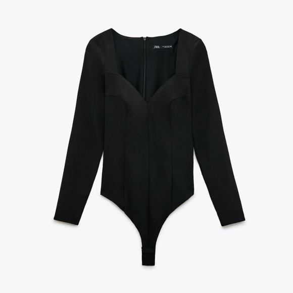 Zara Black Long Sleeves Bodysuit - Picture 1 of 12